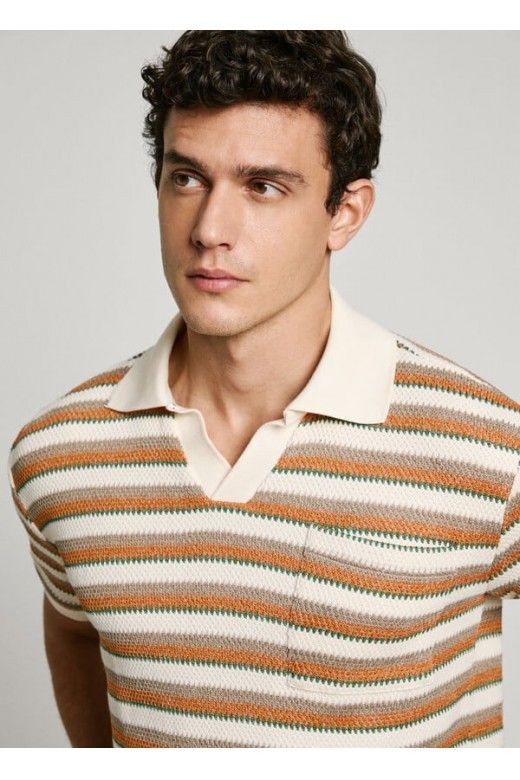 Polo Pepe Jeans malha croché ás riscas PM702510 Polo Pepe Jeans malha croché ás riscas PM702510