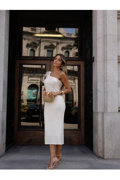 Vestido SCRIPTA Assimtrico com brilhantes