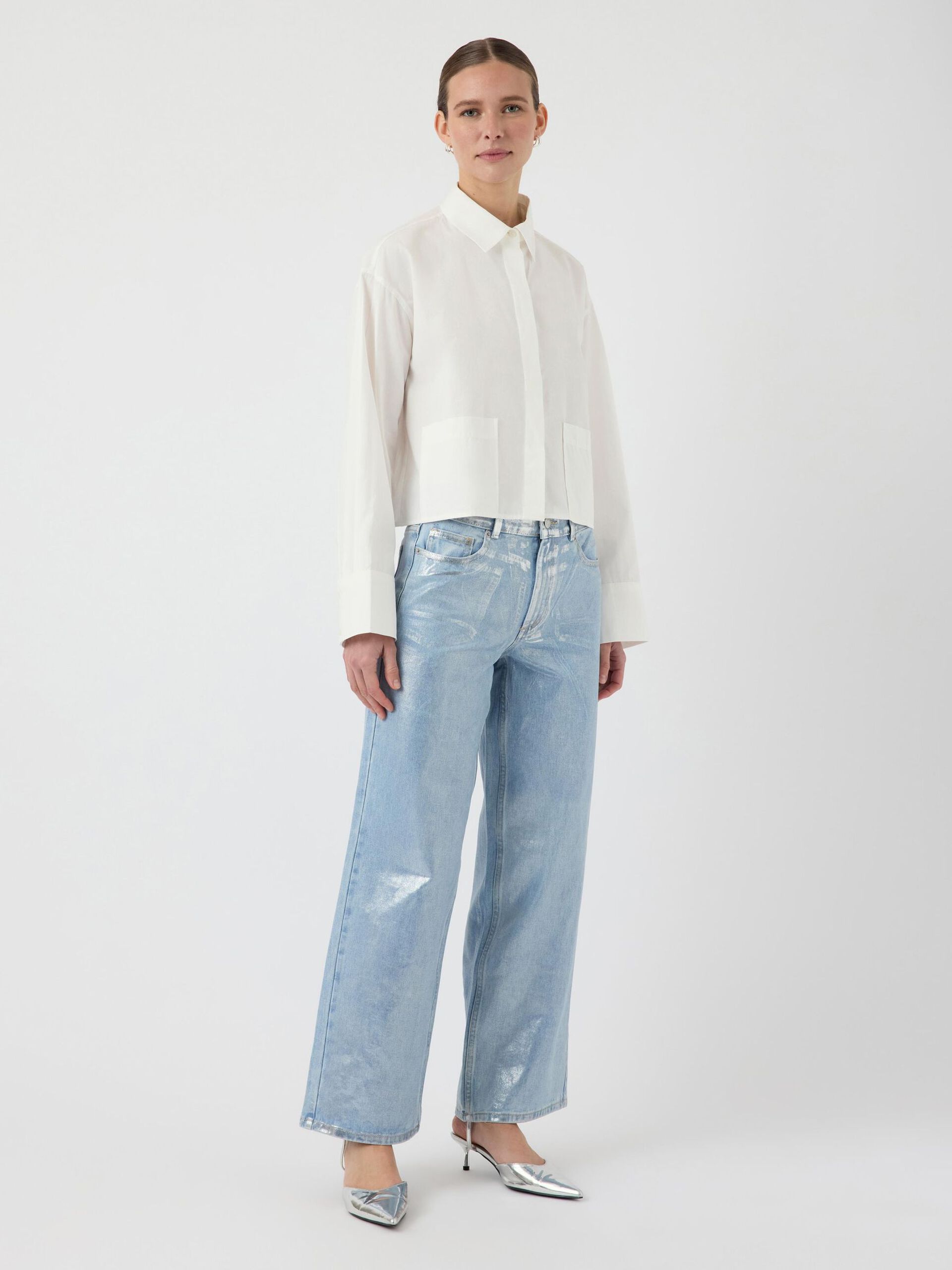 Calça Jeans Mulher YAS SILVERA HW Brilho