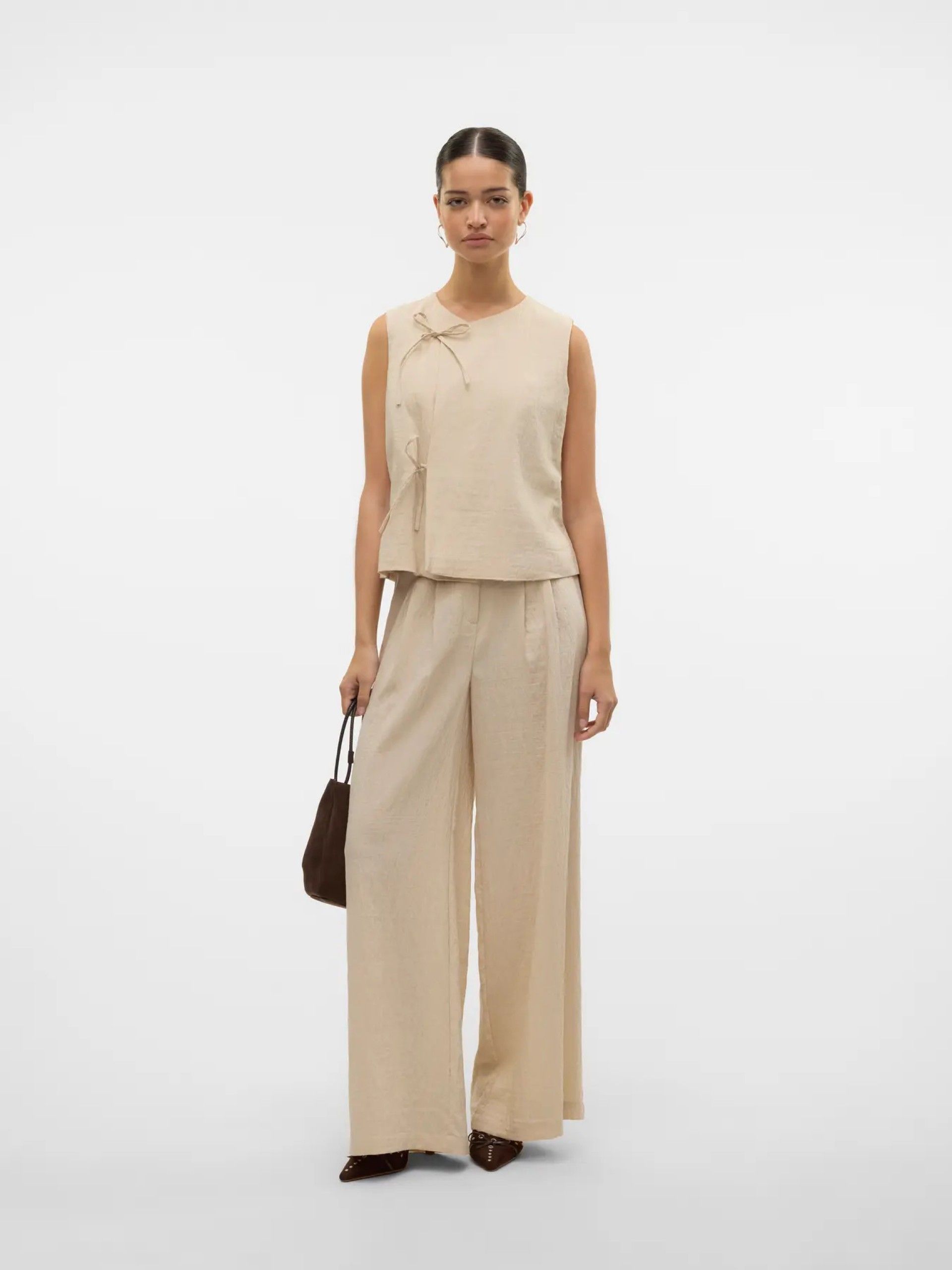 Calça de Tecido Vmfea Palazzo Vero Moda