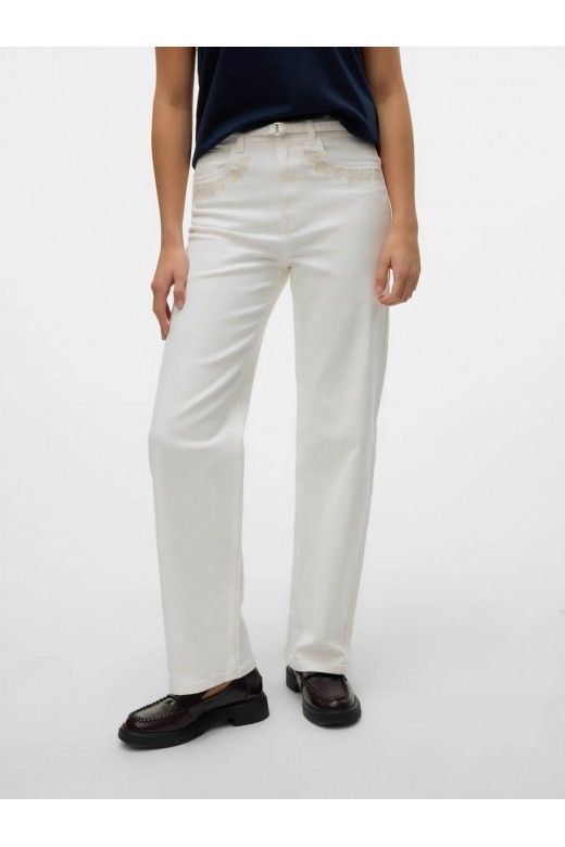 Calça Jeans Branca TESSA HR WIDE VERO MODA Calça Jeans Branca TESSA HR WIDE VERO MODA