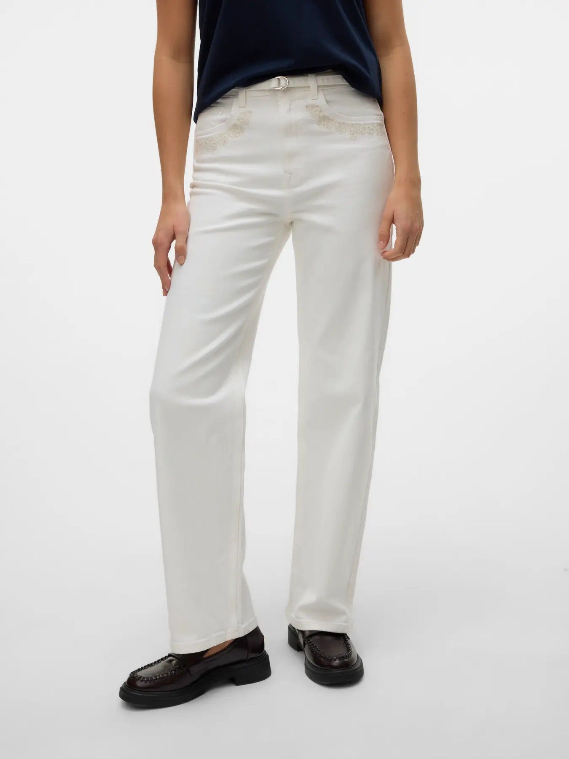 Calças de ganga brancas largas de cintura subida TESSA – Vero Moda