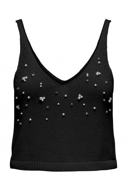 Top Malha COLETTE V com perolas ONLY