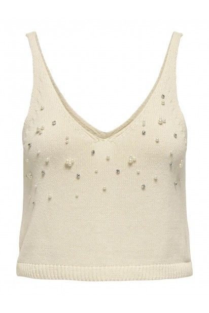 Top Malha COLETTE V com perolas ONLY