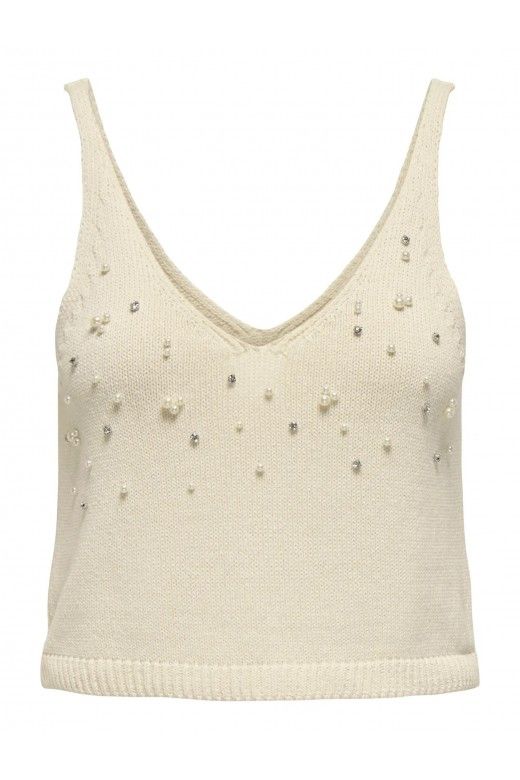 Top Malha COLETTE V com perolas ONLY