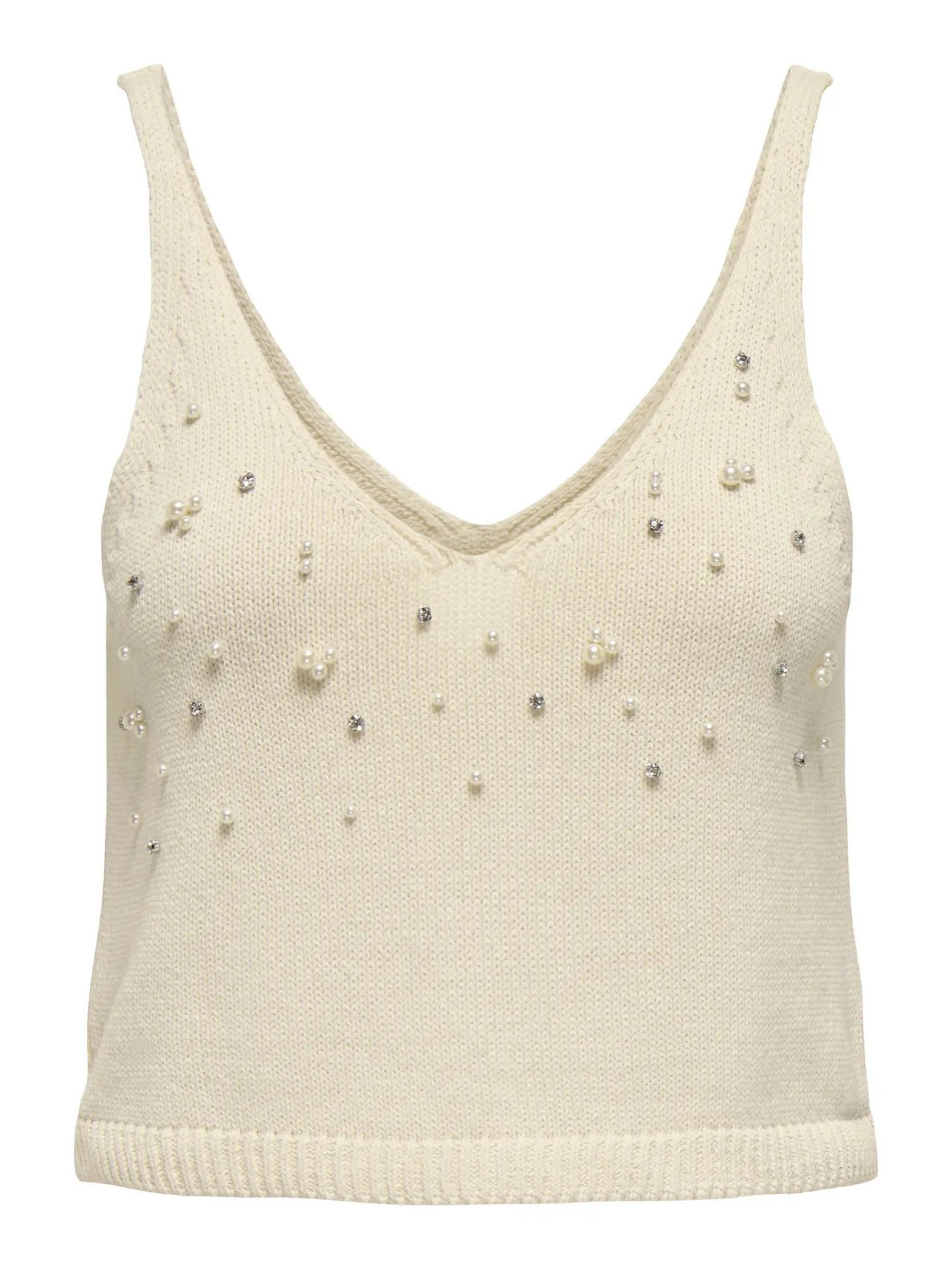 Top Malha COLETTE V com perolas ONLY