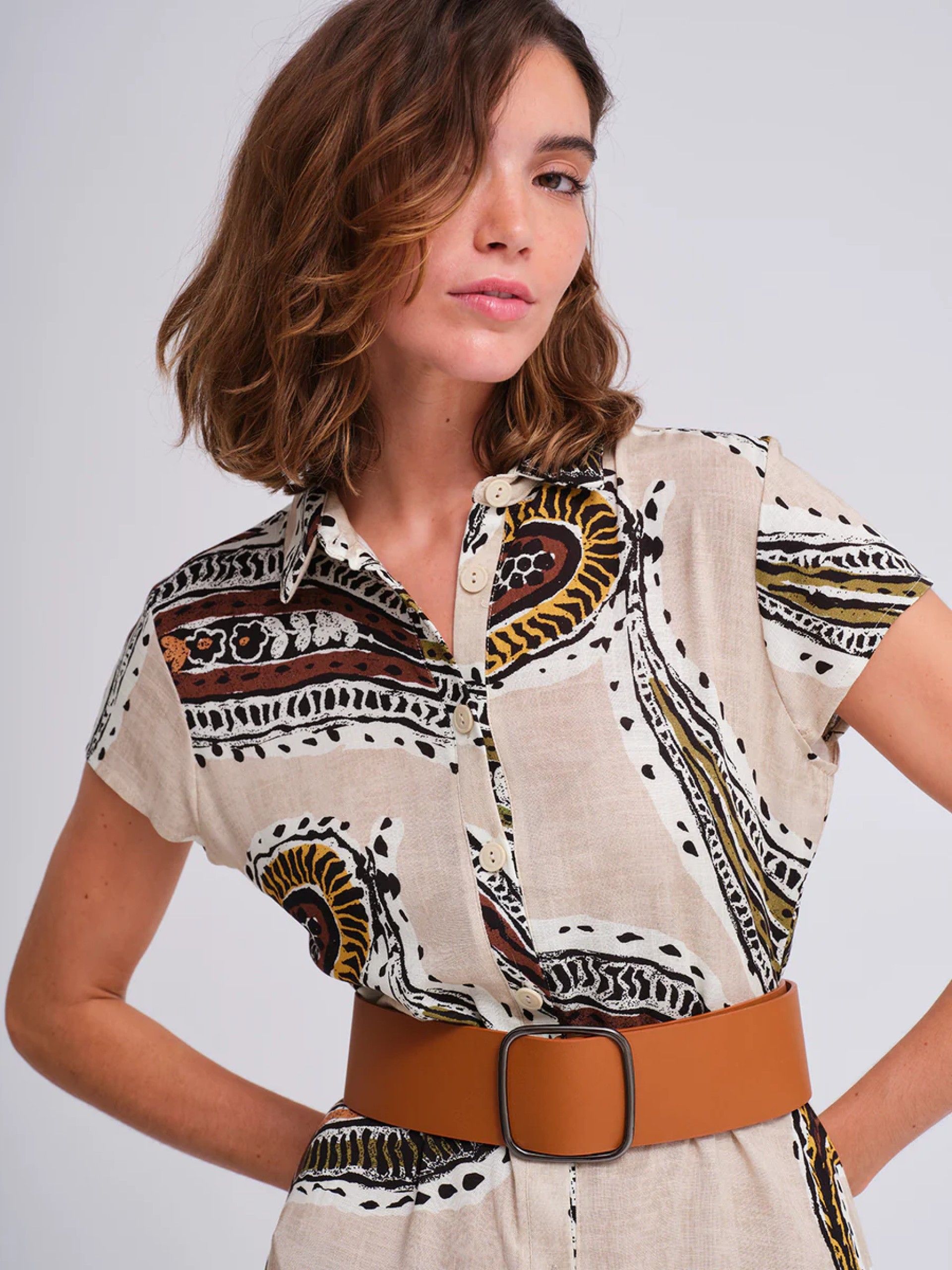 Vestido AZAY EDITION Print com gola e botões