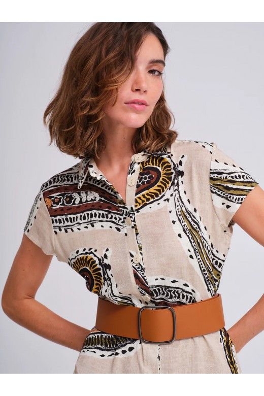 Vestido AZAY EDITION Print com gola e botões Vestido AZAY EDITION Print com gola e botões