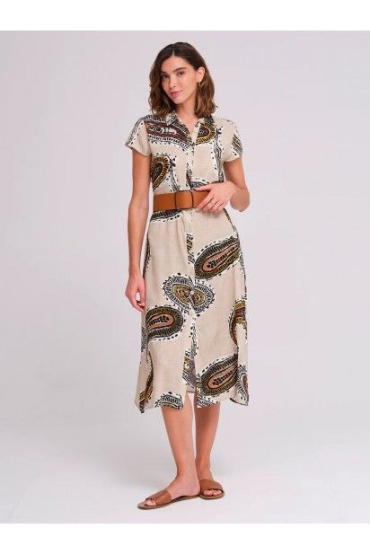 Vestido AZAY EDITION Print com gola e botes