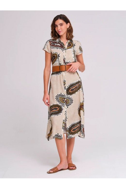 Vestido AZAY EDITION Print com gola e botões Vestido AZAY EDITION Print com gola e botões
