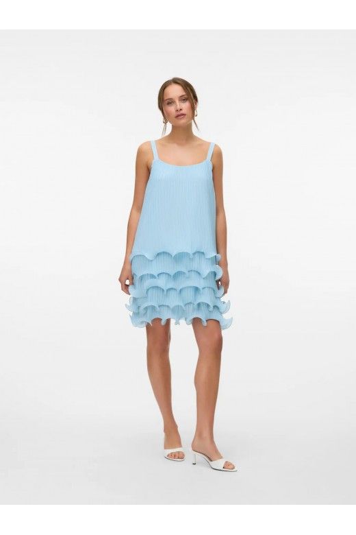 Vestido Curto Azul com Babados – CIMMIE Frill Vero Moda Vestido Curto Azul com Babados – CIMMIE Frill Vero Moda