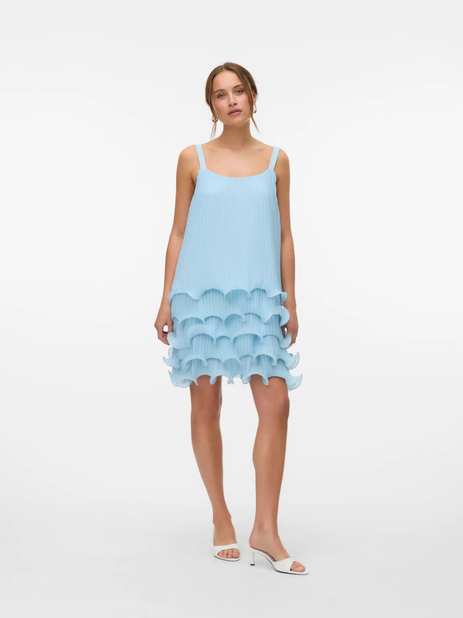 Vestido Curto Azul com Babados – CIMMIE Frill Vero Moda