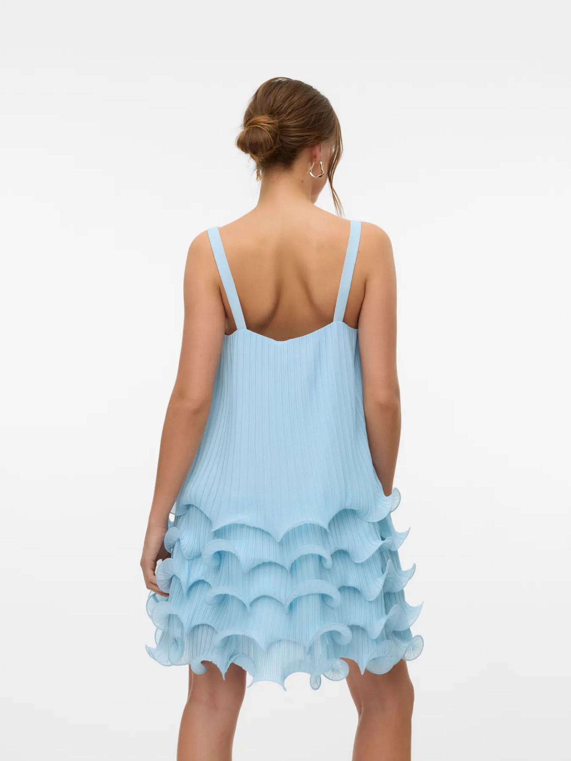 Vestido Curto Azul com Babados – CIMMIE Frill Vero Moda