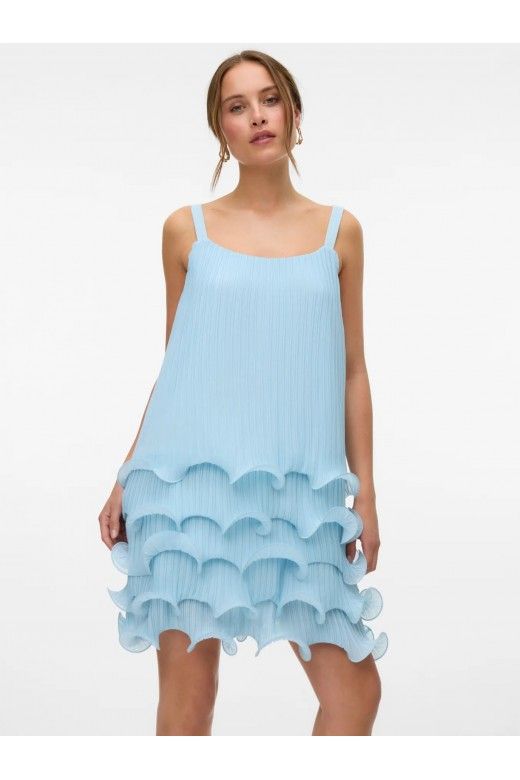 Vestido Curto Azul com Babados – CIMMIE Frill Vero Moda Vestido Curto Azul com Babados – CIMMIE Frill Vero Moda