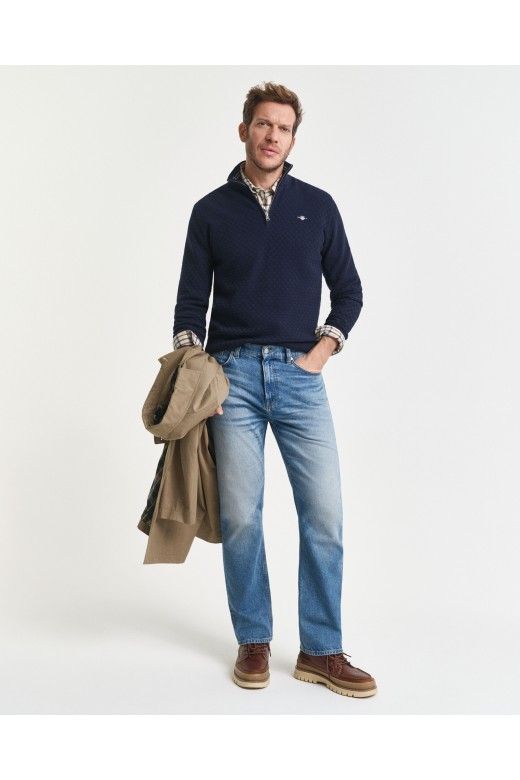 Camisola GANT Homem Zip Micro Texture HZ Camisola GANT Homem Zip Micro Texture HZ