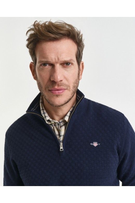 Camisola GANT Homem Zip Micro Texture HZ Camisola GANT Homem Zip Micro Texture HZ