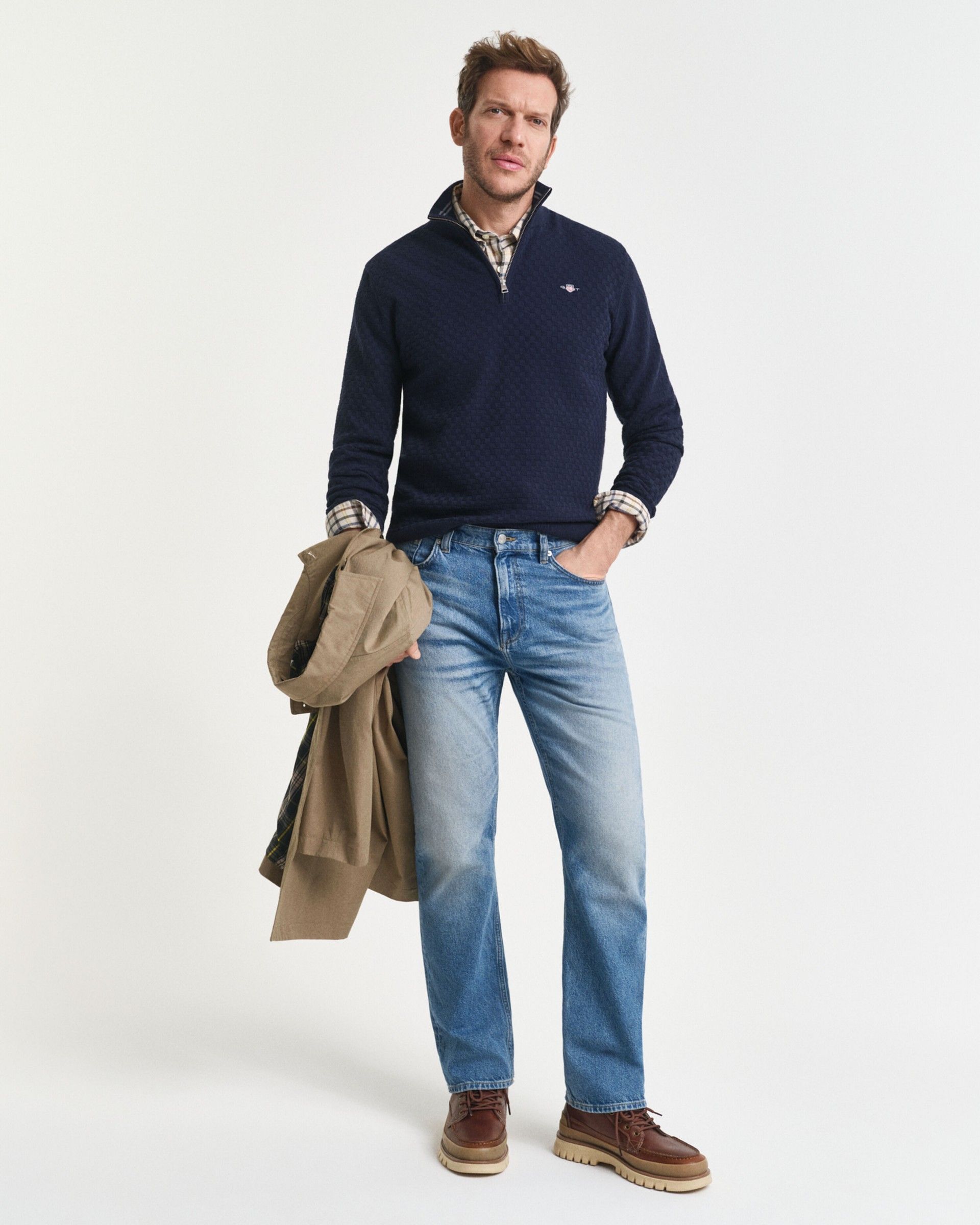 Camisola GANT Homem Zip Micro Texture HZ