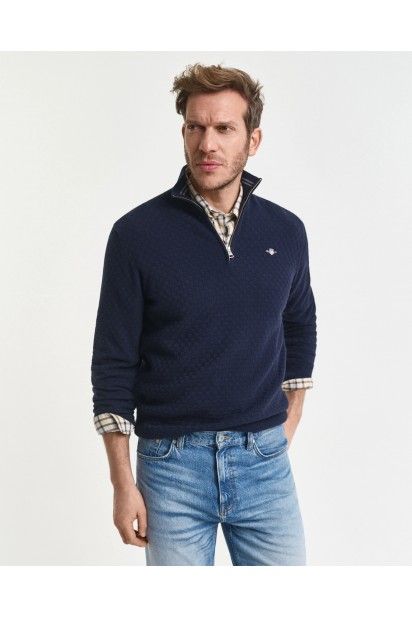 Camisola GANT Homem Zip Micro Texture HZ