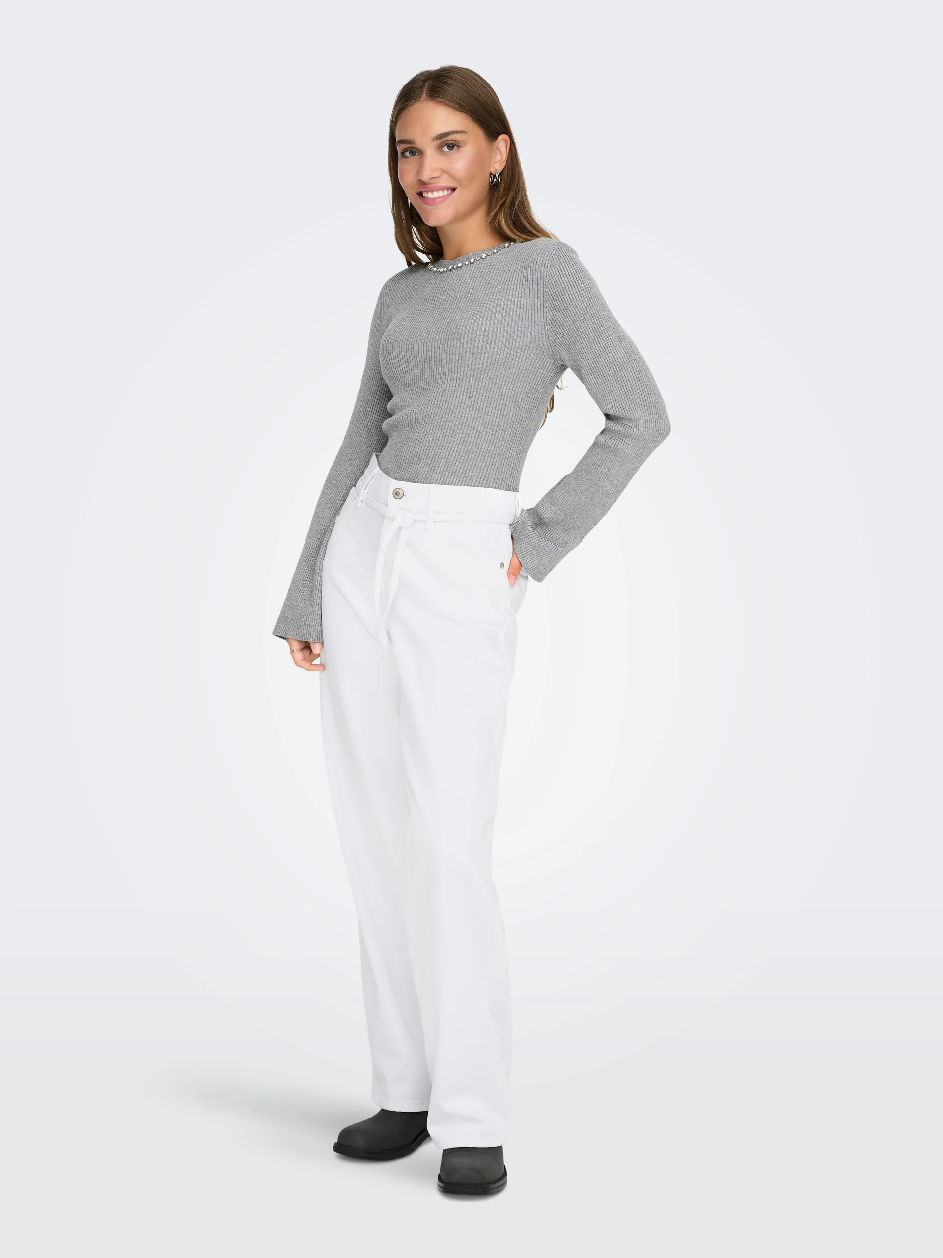 Calça Denim Mulher GIANNA MW Straight ONLY