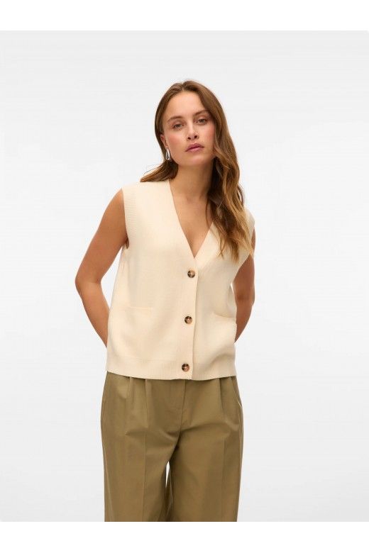 Colete MUlher Malha SABA V Buton VERO MODA
