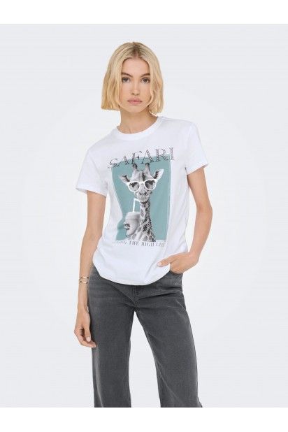 T-Shirt Mulher VIBE GLASSES 15291975 ONLY