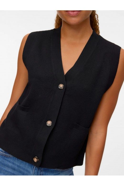 Colete MUlher Malha SABA V Buton VERO MODA