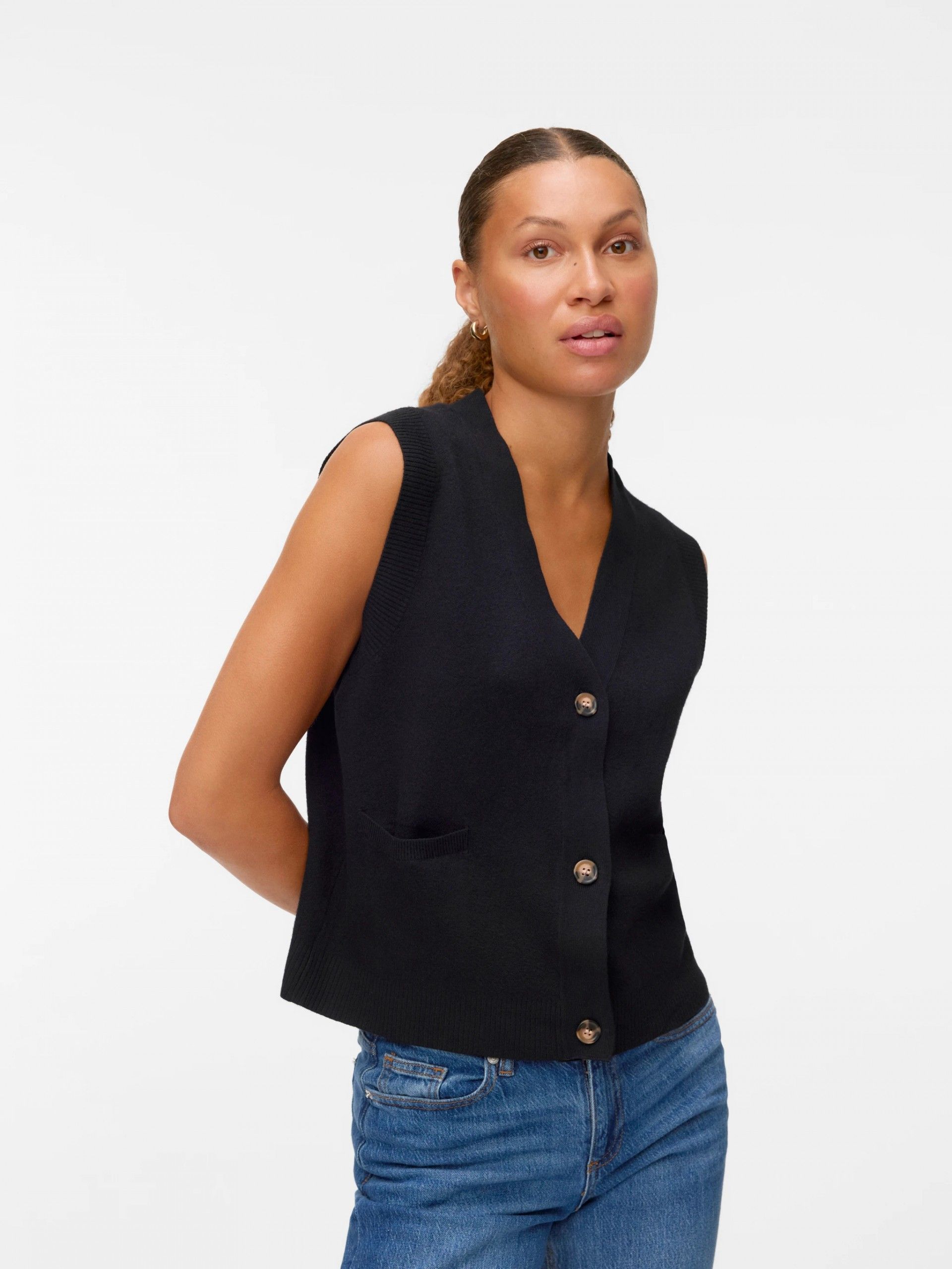 Colete MUlher Malha SABA V Buton VERO MODA