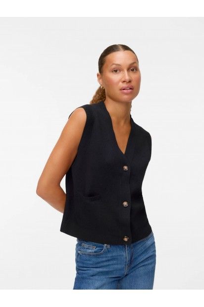 Colete MUlher Malha SABA V Buton VERO MODA