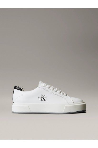 Tnis de Senhora em Pele com Logo Calvin Klein
