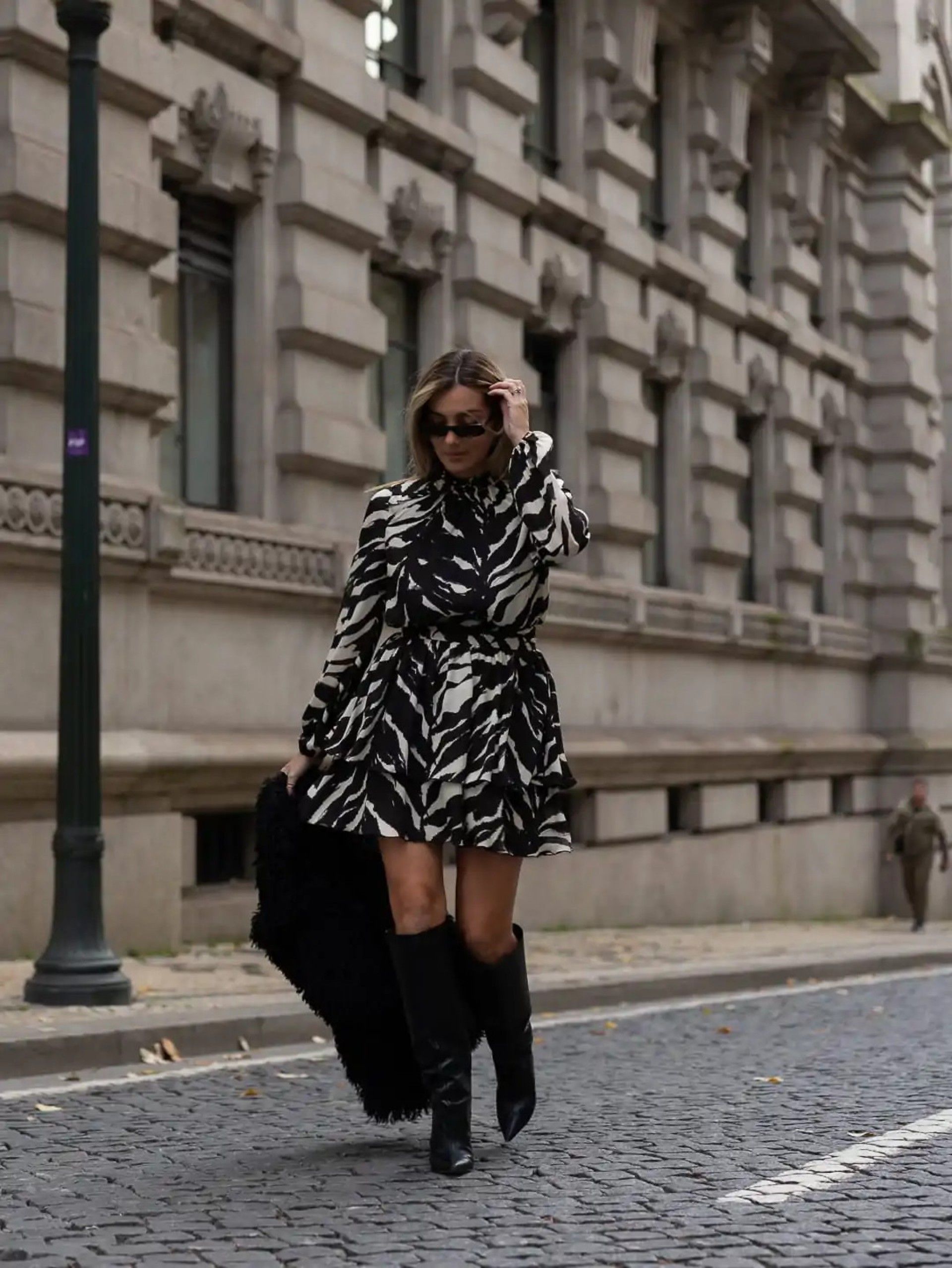 Vestido SCRIPTA 255054 Print Preto/Bege