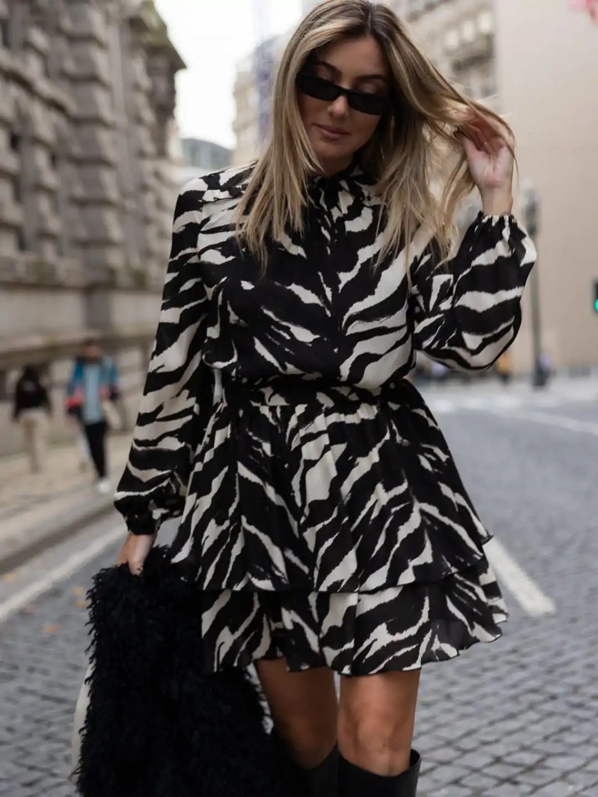 Vestido SCRIPTA 255054 Print Preto/Bege