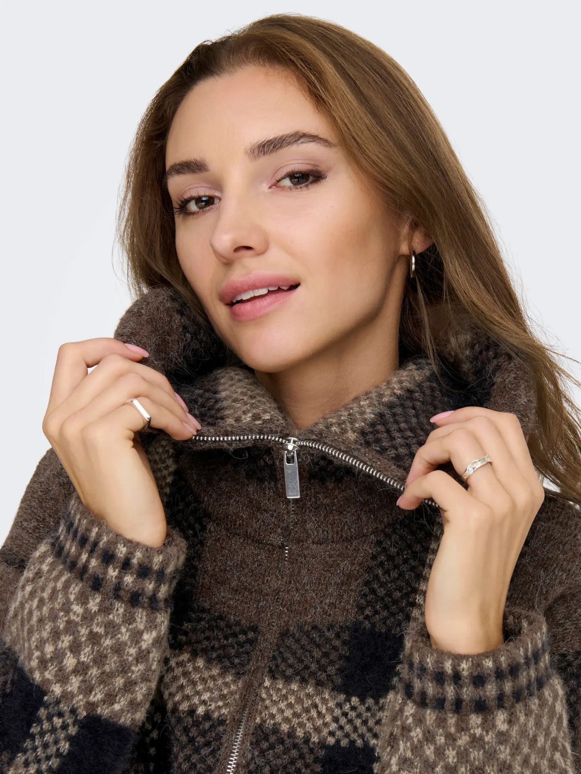 Casaco Malha Mulher MAROON com Zip ONLY