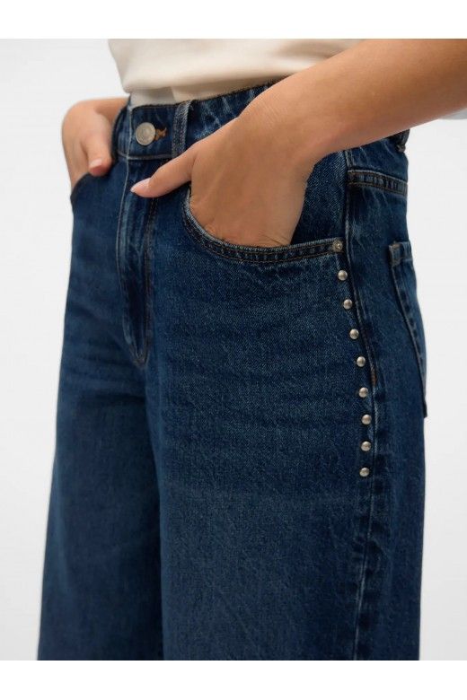 Calça Jeans Mulher RAE HR WIDE STUDS VERO MODA Calça Jeans Mulher RAE HR WIDE STUDS VERO MODA