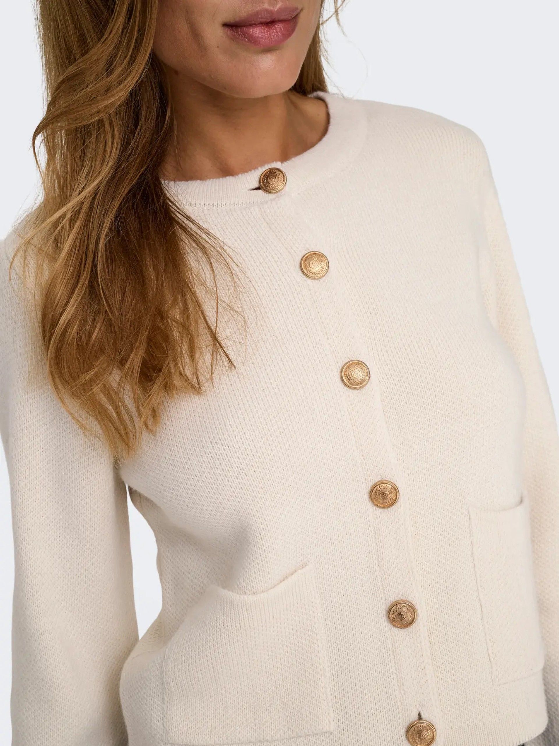 Casaco Malha Mulher KIM JDY Boton Dourado