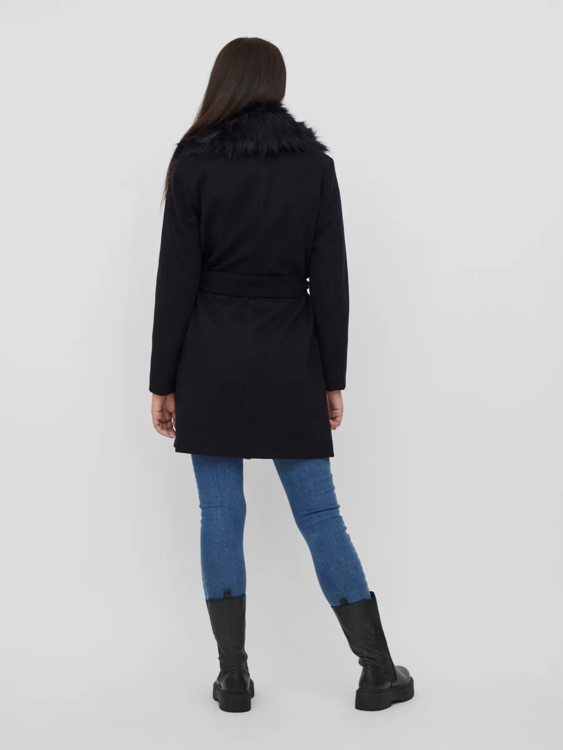 Casaco Mulher VILA METIL Gola Pelo cm cinto