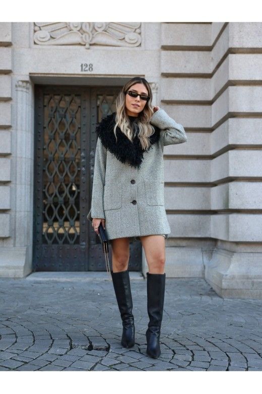 Casaco SCRIPTA Midi 255006 G/Pelos Casaco SCRIPTA Midi 255006 G/Pelos