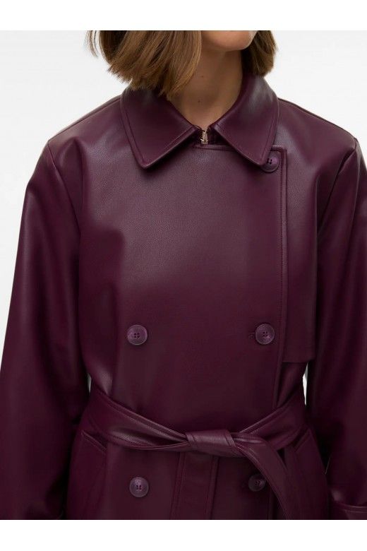 Casaco Gabardine Faux Leather Long MALIE VERO MODA Casaco Gabardine Faux Leather Long MALIE VERO MODA