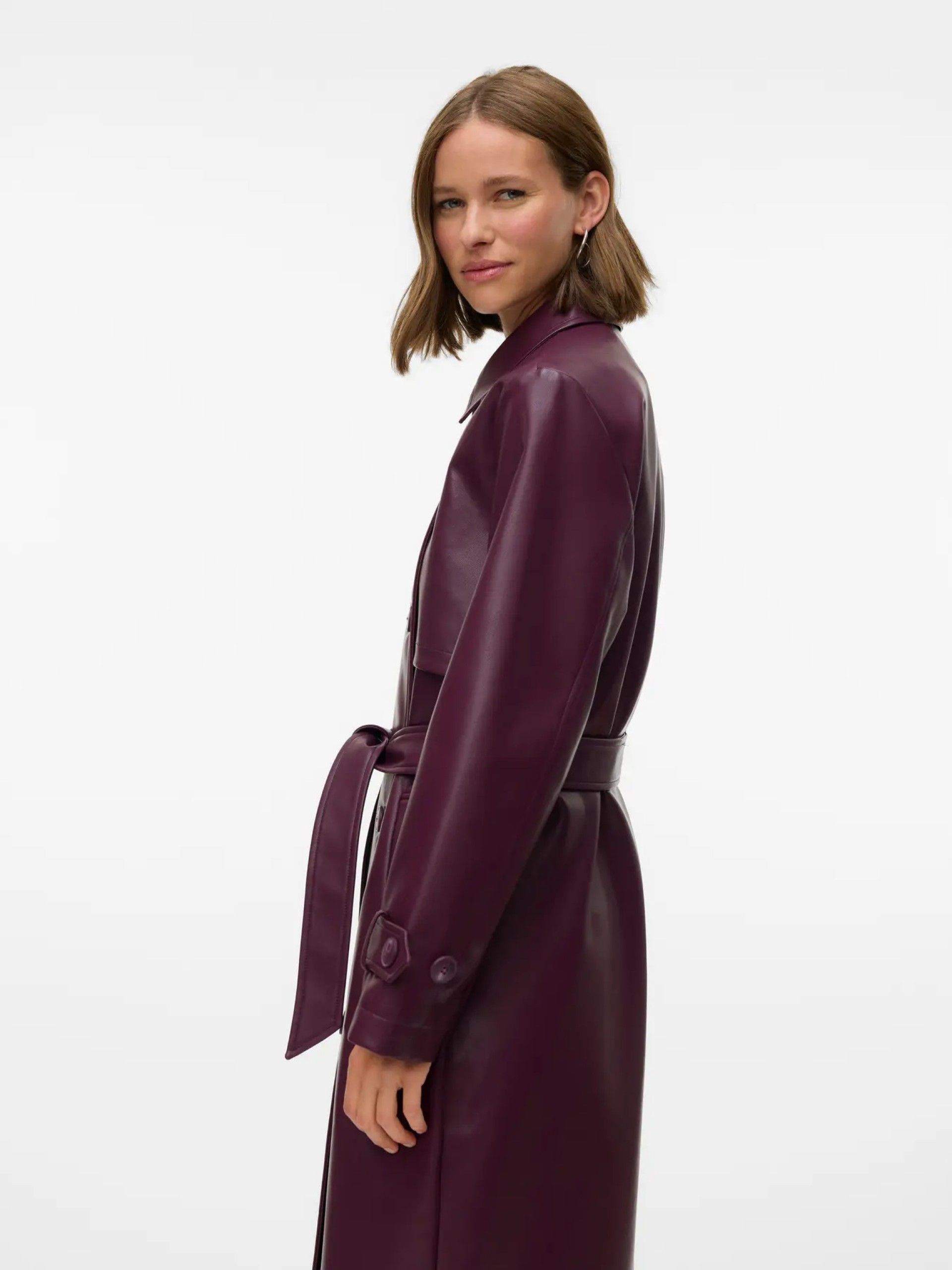 Casaco Gabardine Faux Leather Long MALIE VERO MODA