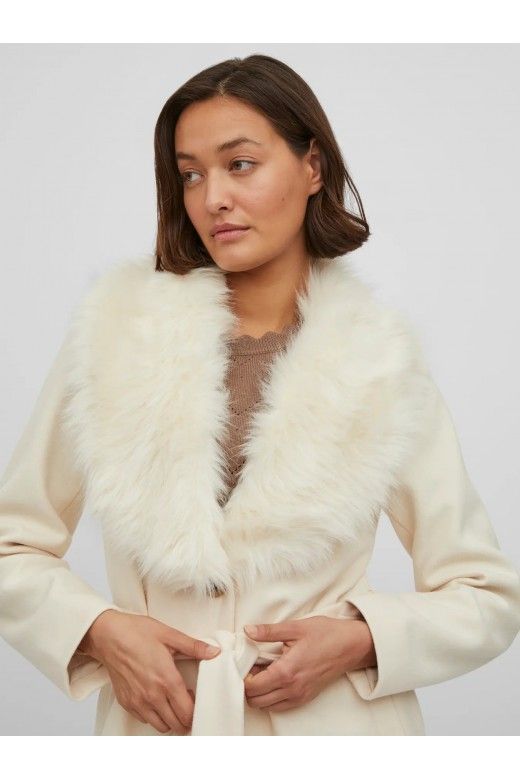 Casaco Mulher VILA METIL Gola Pelo cm cinto Casaco Mulher VILA METIL Gola Pelo cm cinto