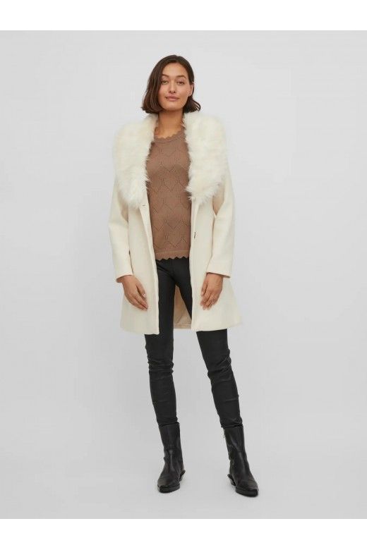 Casaco Mulher VILA METIL Gola Pelo cm cinto Casaco Mulher VILA METIL Gola Pelo cm cinto