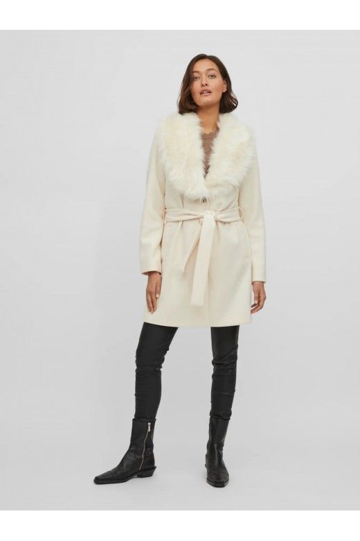 Casaco Mulher VILA METIL Gola Pelo cm cinto Casaco Mulher VILA METIL Gola Pelo cm cinto