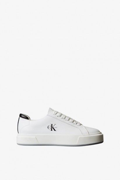 Tnis de Senhora em Pele com Logo Calvin Klein