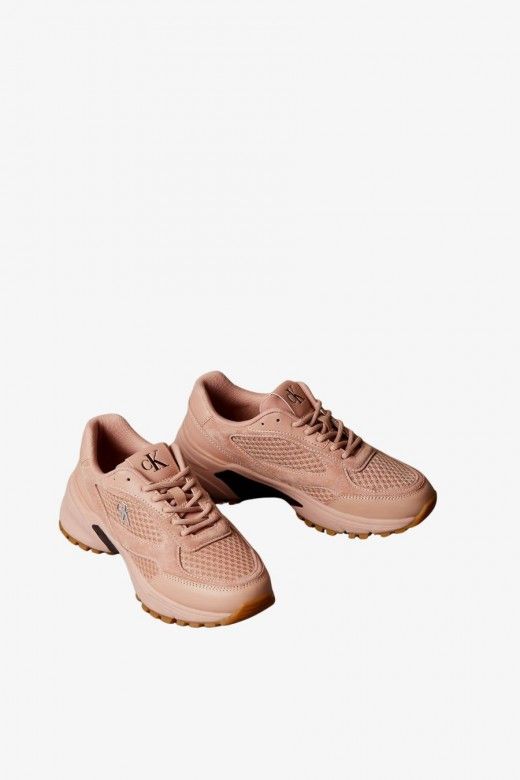 Sapatilhas Mulher Calvin Klein em Pele e Malha Respirável Sapatilhas Mulher Calvin Klein em Pele e Malha Respirável