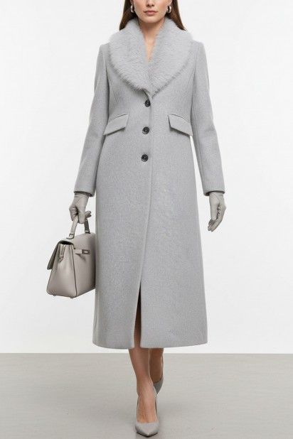 Casaco Mulher Comprido ANNIE Gola Pelo ONLY