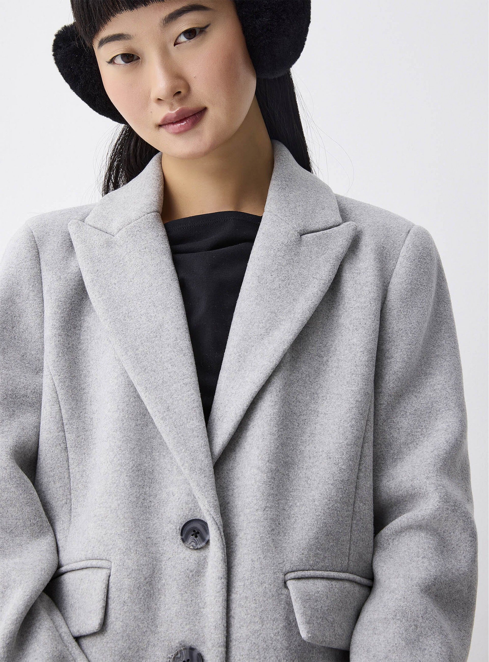 Casaco Mulher Comprido ANNIE Gola Pelo ONLY