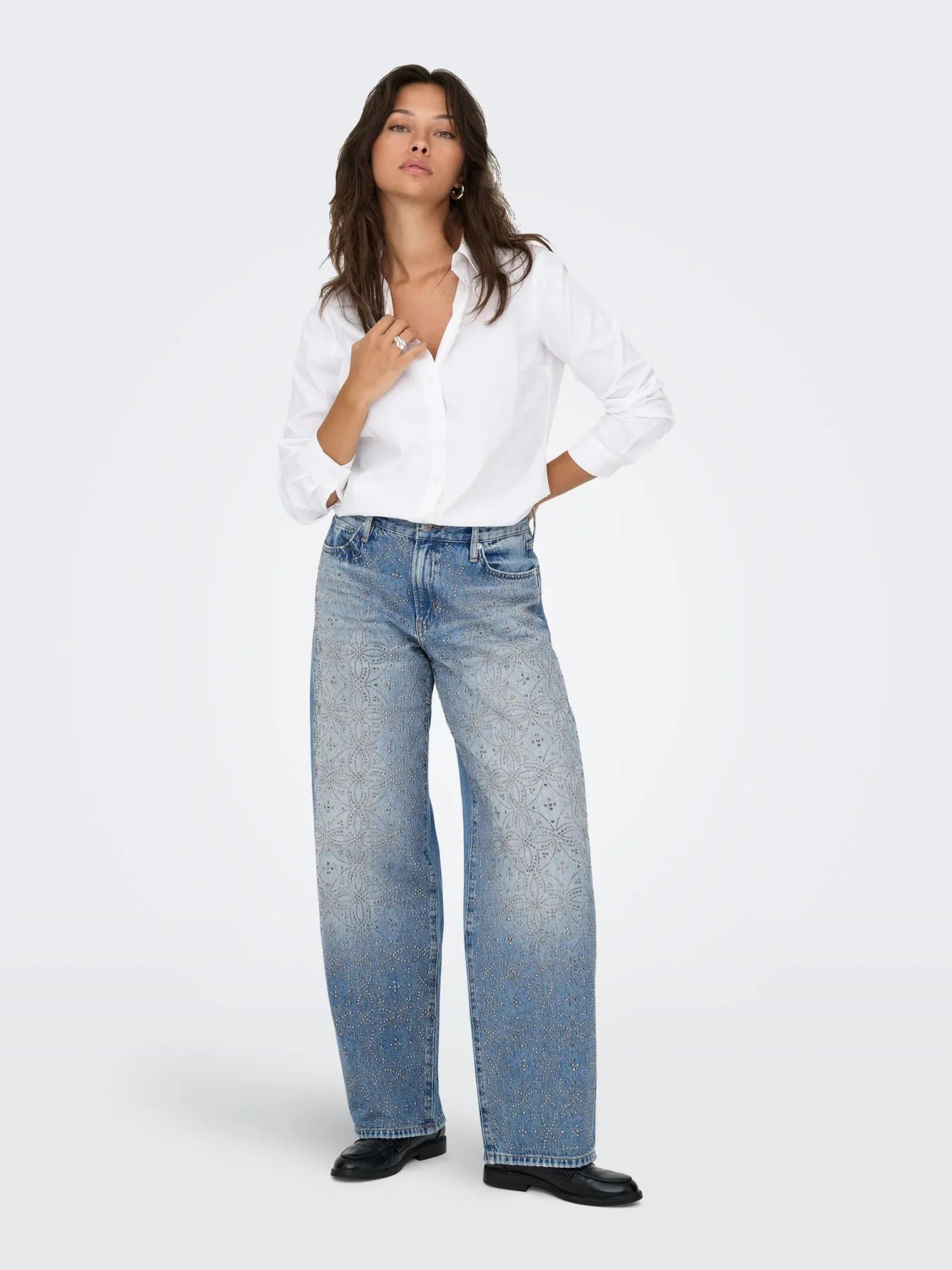 Calça Jeans Mulher GIANNA Rhinestone MW STR ONLY