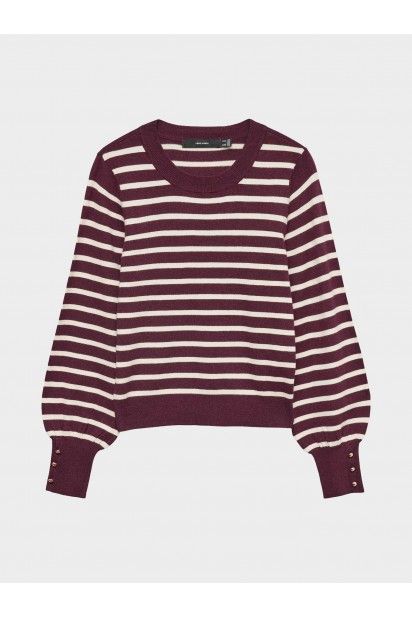 Camisola Mulher HAPPY Riscas Button VERO MODA Camisola Mulher HAPPY Riscas Button VERO MODA