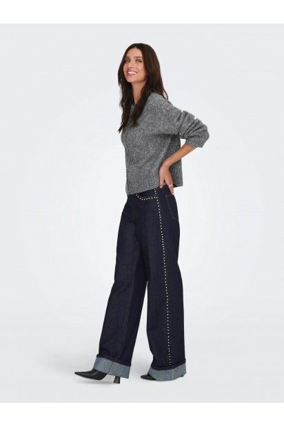 Calça Jeans Mulher HOPE HW Wide Stud Fold Up ONLY Calça Jeans Mulher HOPE HW Wide Stud Fold Up ONLY