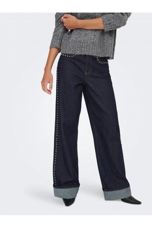 Cala Jeans Mulher HOPE HW Wide Stud Fold Up ONLY