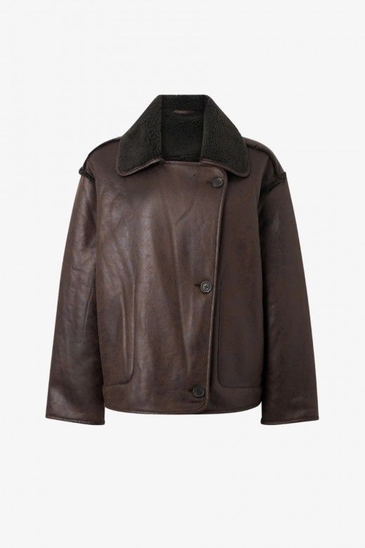 Casaco Mulher Kadera Pele Ecolgica com Forro Sherpa  Vila Clothes